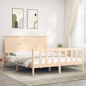 3193406 vidaXL Cadru de pat cu tăblie, king size, lemn masiv