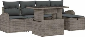 vidaXL Set de canapele pentru grădină cu pernă 6 pcs Gri Rattan poli