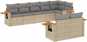 vidaXL Set canapele de grădină, 8 piese, cu perne, bej, poliratan