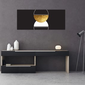 Tablou - Abstracție de aur și negru N⁰2 (120x50 cm)