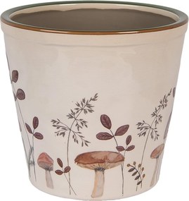 Ghiveci bej, din ceramica, Ø21x20 cm, Mushrooms