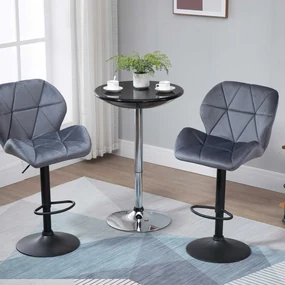 HOMCOM Masă Rotundă Bar cu Plan Rotativ, Înălțime Ajustabilă, Oțel, Φ61x76-97cm, Negru | Aosom Romania