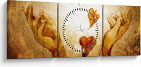Tablou - pictura mâinilor pline de dragoste (cu ceas) (90x30 cm)