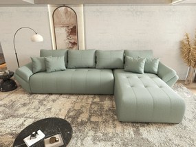 Colțar extensibil dumonde cu ladă de depozitare si sezut confortabil din spuma high-density, Berlin XL Enjoy Mint 350x185 cm II