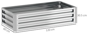 Outsunny Pat inalt Pflanzkasten, rezistent la intemperii, sol deschis, otel galvanizat, 120 cm x 60 cm x 30,5 cm, Argintiu | Aosom Romania