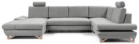 Colțar tapițat extensibil AVESTA în formă de U, cu spațiu de depozitare, gri