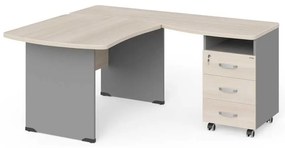 Statie de lucru de colt Manager 140 x 160 cm, dreapta, salcâm deschis / gri