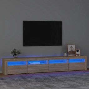 3152764 vidaXL Comodă TV cu lumini LED, stejar sonoma, 240x35x40cm