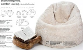 Fotoliu puf din blana de oaie Short Wool Curly Bean Bag Large