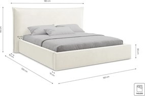 Pat matrimonial violet tapițat cu spațiu de depozitare cu somieră 140x200 cm Esala – Makamii