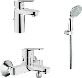 Set baterii lavoar cada si dus cu porter Grohe BauEdge crom lucios