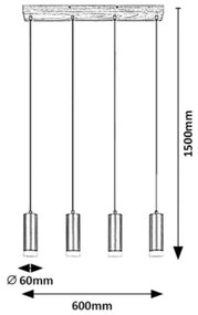Lustra stil nordic cu 4 pendule Toras