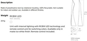 Corp iluminat LED RGB de exterior / interior design modern decorativ WING LAMP 53033L Vondom