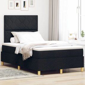 vidaXL Pat cu arcuri cu saltea &amp; LED Negru 120x190 cm Țesătură
