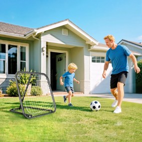 HOMCOM Rețea de Ricoșeu pentru Fotbal, Rețea de Fotbal Ricoșeu și Pliabilă cu Unghi Reglabil în Metal, pentru Antrenament Baseball și Volei, 78x84x65-78 cm, Negru | Aosom Romania