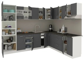 Set Bucatarie Colt Karo V36, Antracit/Alb, Blat Thermo 28 mm, L 280 x 220 cm