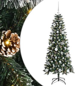 vidaXL Brad de Crăciun artificial Verde 150 cm PVC și Plastic și Oțel