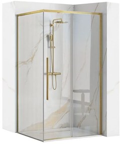 Cabina de dus SOLAR cu cadita neagra auriu periat 90x90 cm