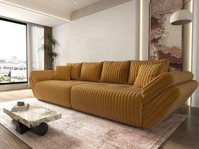 Canapea extensibilă dumonde cu ladă de depozitare si sezut confortabil din spuma high-density, Berlin Ambience Mustar 300x100 cm