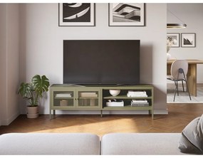 Comodă TV verde din metal 160x50x35 cm Fayna – Marckeric