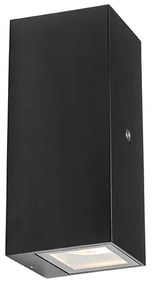 Aplică neagră cu 2 lumini IP44 cu senzor crepuscular - Baleno II