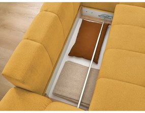 Colțar galben muștar extensibil/cu spațiu de depozitare cu tapițerie din chenille (cu colț pe partea dreaptă/cu șezlong) Everest – Bobochic Paris