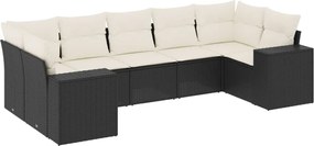 vidaXL Set canapele de grădină cu perne, 7 piese, negru, poliratan