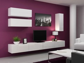 Mobilă pentru sufragerie Charlotte A134Alb lucios, Alb, Părți separate, Cu comodă tv, Cu componente suplimentare, MDF, PAL laminat, 40cm, 111 kg