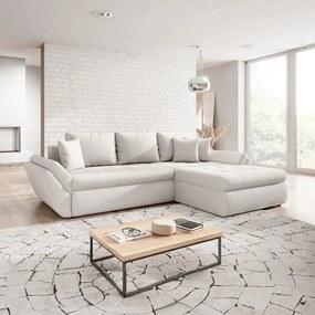 Colțar extensibil dumonde cu ladă de depozitare si sezut confortabil din spuma high-density, Loana Euphoria Ivory II 270x185 cm