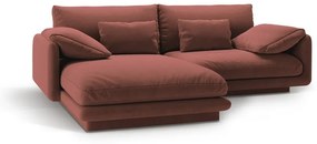 Colțar roz cu tapițerie din catifea (cu colț pe partea stângă /cu șezlong) Torino – Micadoni