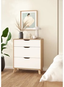 Comodă albă-în culoare naturală cu aspect de lemn de stejar 79x92x40 cm Ikast – Tvilum