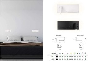 Aplica de perete cu spot LED, lumina ambientala, mufa USB si incarcare wireless, SUPERIOR alb