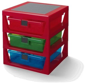 Organizator pentru depozitare cu 3 sertare LEGO®, roșu