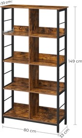 Biblioteca TAYLOR 5 rafturi 149x80 cm, rustic maro