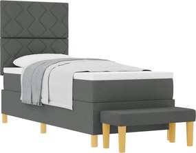 vidaXL Pat cu arcuri cu saltea Gri închis 80 x 200 cm țesătură