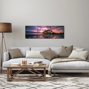 Tablou copacului pe plajă (cu ceas) (90x30 cm)