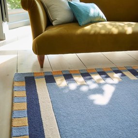 Covor albastru țesut manual din lână 120x170 cm Kai Wool Border – Flair Rugs