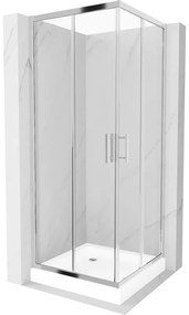 Mexen Rio cabină de duș pătrată 70 x 70 cm, transparent, Crom + cadă de duș Rio, Albă - 860-070-070-01-00-4510