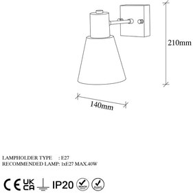 Aplică de perete neagră/aurie ø 14 cm Funnel – Opviq lights