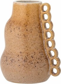 Vază din ceramică artizanală, maro, cu bucle aplicate manual, finisaj cu glazură reactivă, 23 x 19 cm, „Souri”