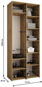 Dulap de haine 110 cm Carmela 40-2 (alb + Negru). 1126549