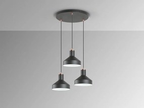 Lustra suspendata din metal design moderm Irias 3L negru/cupru