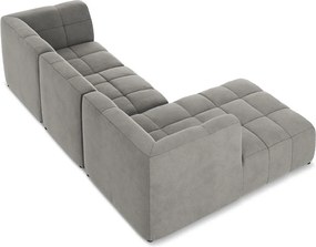 Colțar gri cu tapițerie din catifea (cu colț pe partea stângă/cu șezlong) Aloha – Makamii