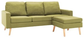 288728 vidaXL Canapea cu 3 locuri și taburet, verde, material textil