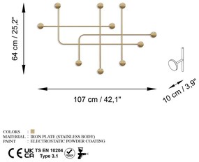 Cuier de perete auriu din metal Dama – Kalune Design