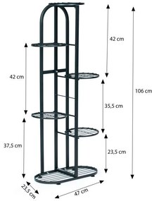Suport înalt pentru flori cu 6 niveluri din oțel