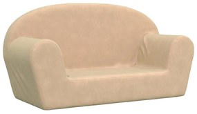 341770 vidaXL Canapea pentru copii cu 2 locuri, crem, pluș moale