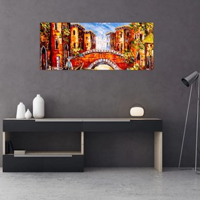 Tablou - Pictură în ulei a orașului III. (120x50 cm)