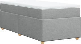 vidaXL Pat box spring cu saltea, gri deschis, 90x190 cm, textil
