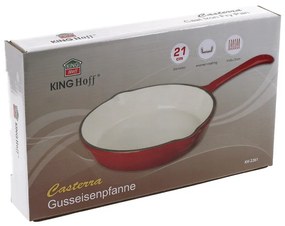 Tigaie din fonta Kinghoff KH 2261, 21 cm, Emailată, Potrivita pentru cuptor, Rosu